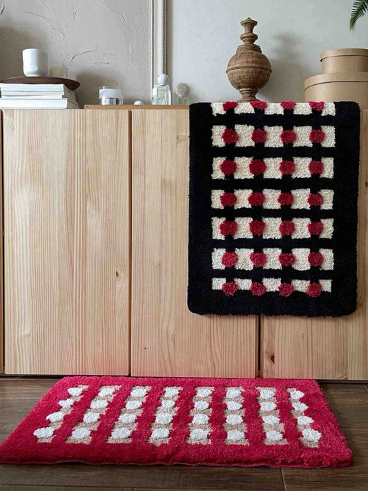 Retro Dotted Bath Rug, Ultra Soft, Absorbent & Anti-Slip