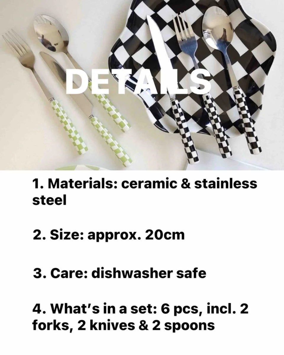 6 - Pack Modern Checkered Flatware Sets ( $4 / Count )