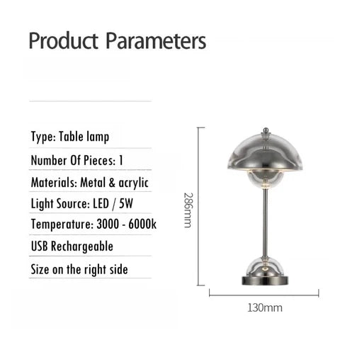 Chrome Flowerpot Dimmable Table Lamp