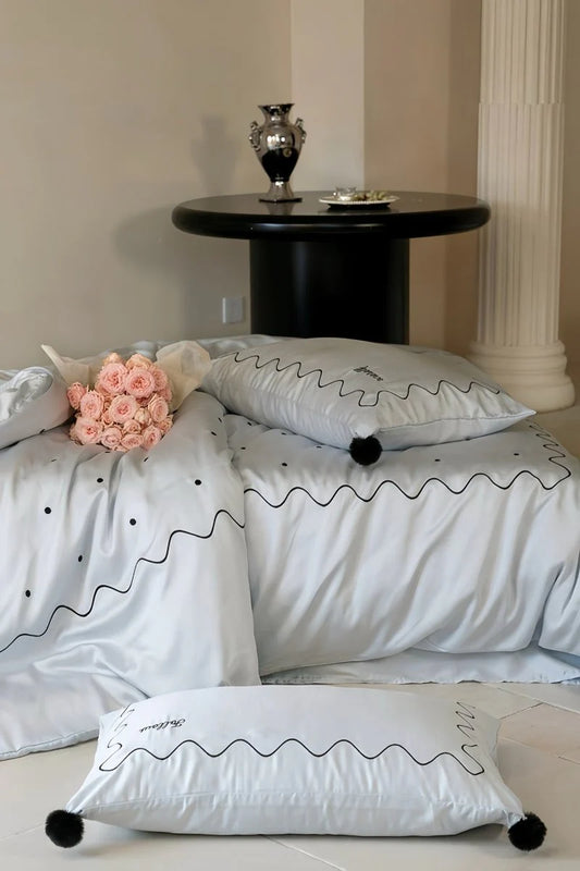 Elegant Retro Nordic Silky Smooth Tencel Lyocell Queen Size Duvet Cover Set