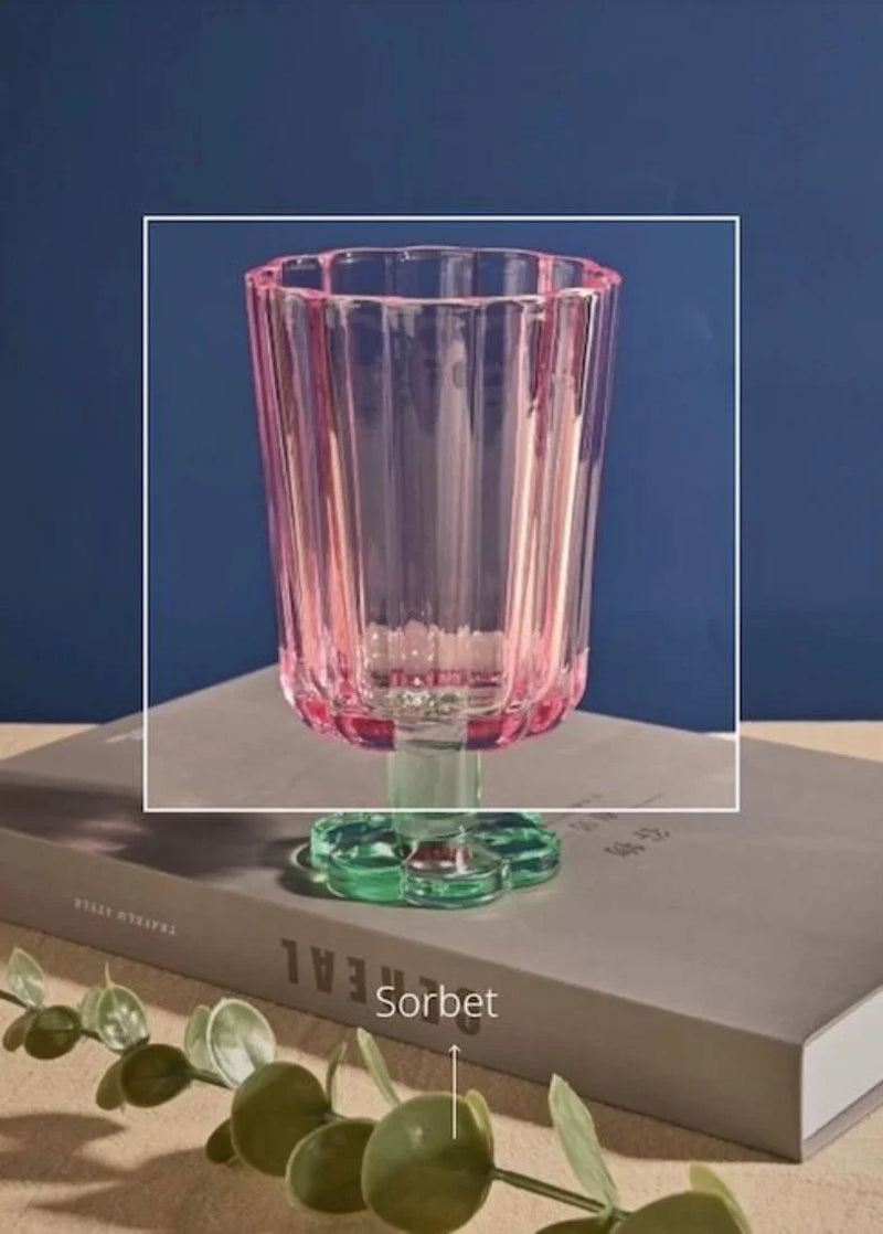 Hand Blown Petal Goblets - Cute Whimsical Colored Wine Glasses