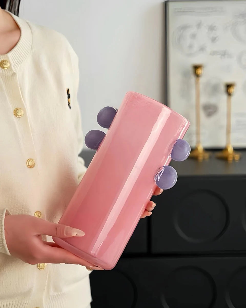 Handblown Whimsical Cylinder Vase - Eclectic Table Setting Centrepieces