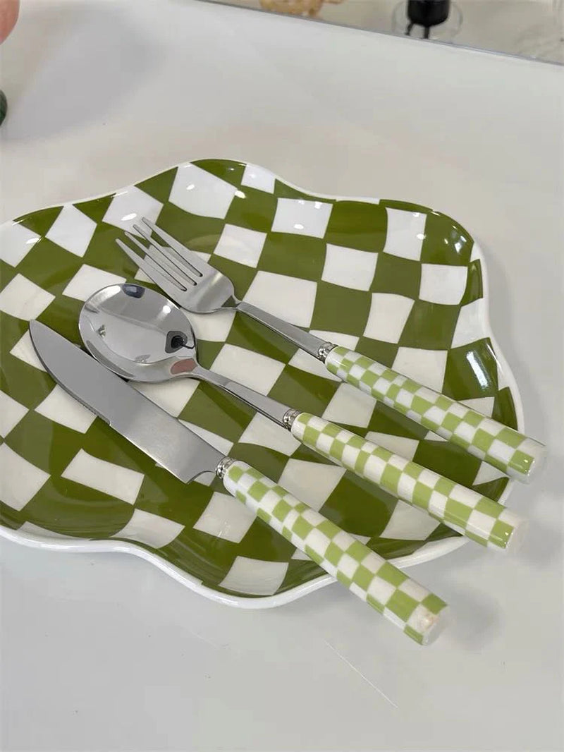 6 - Pack Modern Checkered Flatware Sets ( $4 / Count )