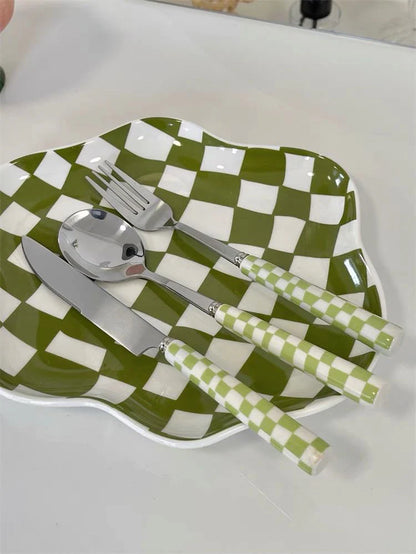 6 - Pack Modern Checkered Flatware Sets ( $4 / Count )