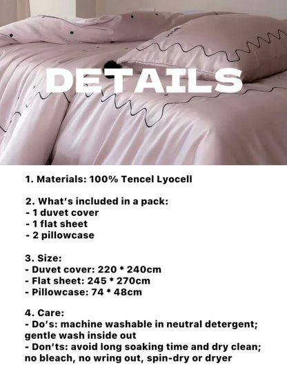 Elegant Polka Dot Silky Smooth Tencel Lyocell Queen Size Duvet Cover Set