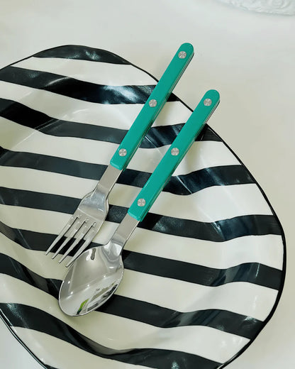 10 Pcs Modern French Rivet Cutlery Set - Bistrot Style Flatware Silverware