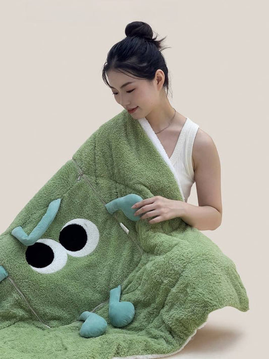 Big Eyes 2-In-1 Convertible Throw Pillow Blanket, Cute Whimsical Soft Cushion