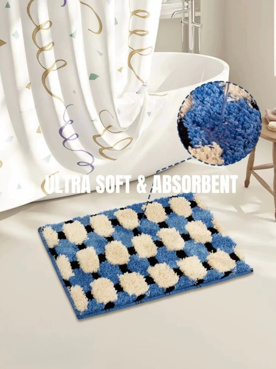 Ultra Soft Modern Geometric Bath Rug, Absorbent, Anti-Slippery Mat