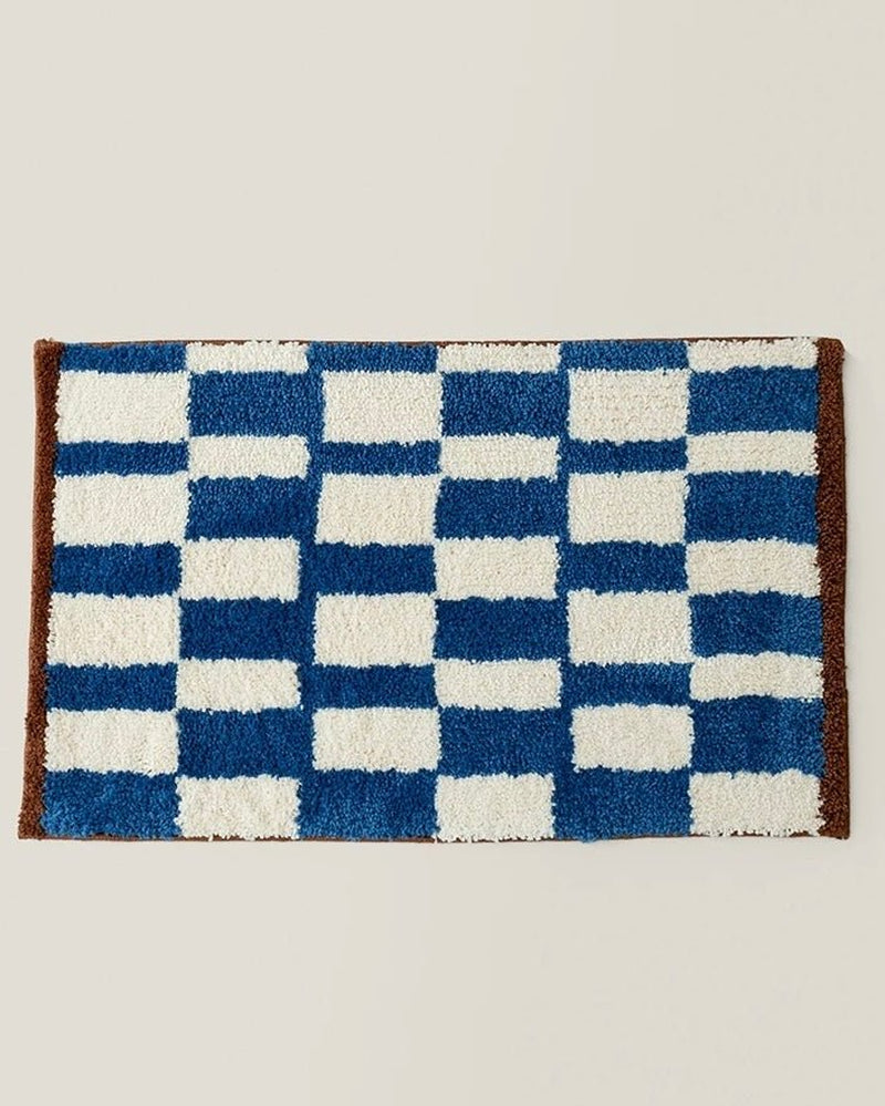 Ultra Soft Retro Checker Bath Rug, Absorbent, Anti-Slippery Mat