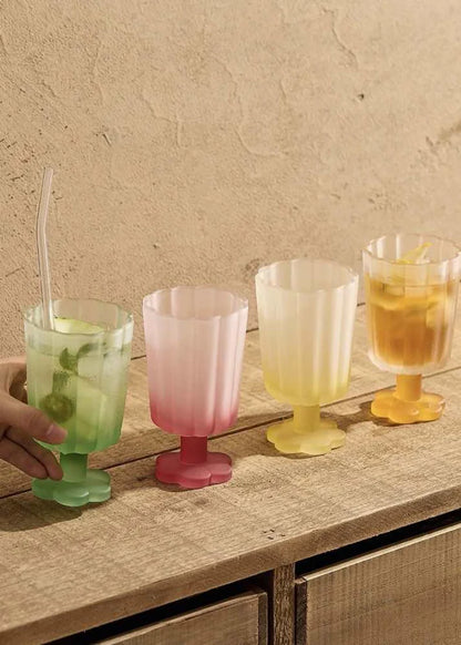 Hand Blown Petal Goblets - Cute Whimsical Colored Wine Glasses