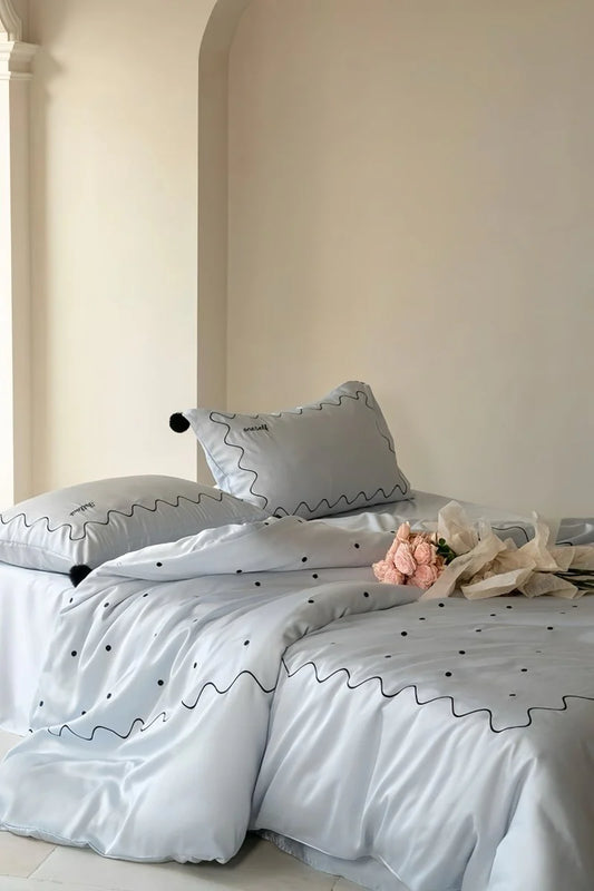 Elegant Retro Nordic Silky Smooth Tencel Lyocell Queen Size Duvet Cover Set