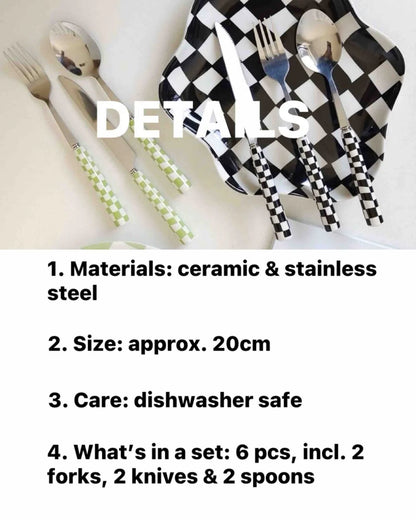 6 - Pack Modern Checkered Flatware Sets ( $4 / Count )