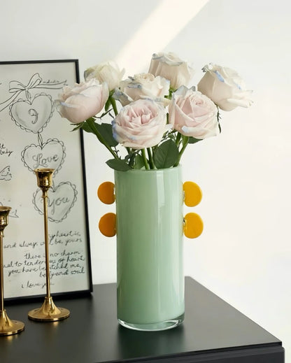 Handblown Whimsical Cylinder Vase - Eclectic Table Setting Centrepieces