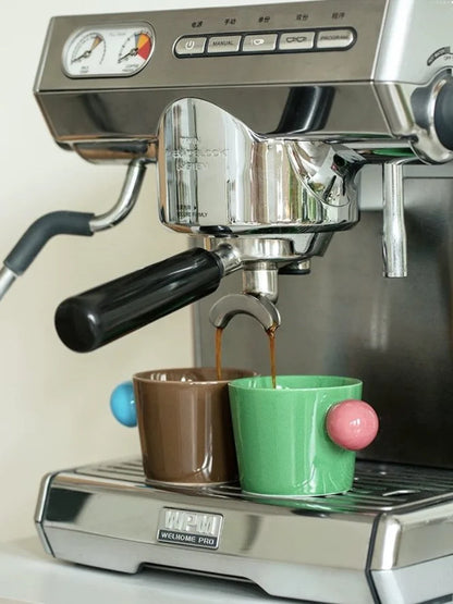 Handmade Skittles Coffee Mug with Saucer - Cute Dopamine Espresso Cup