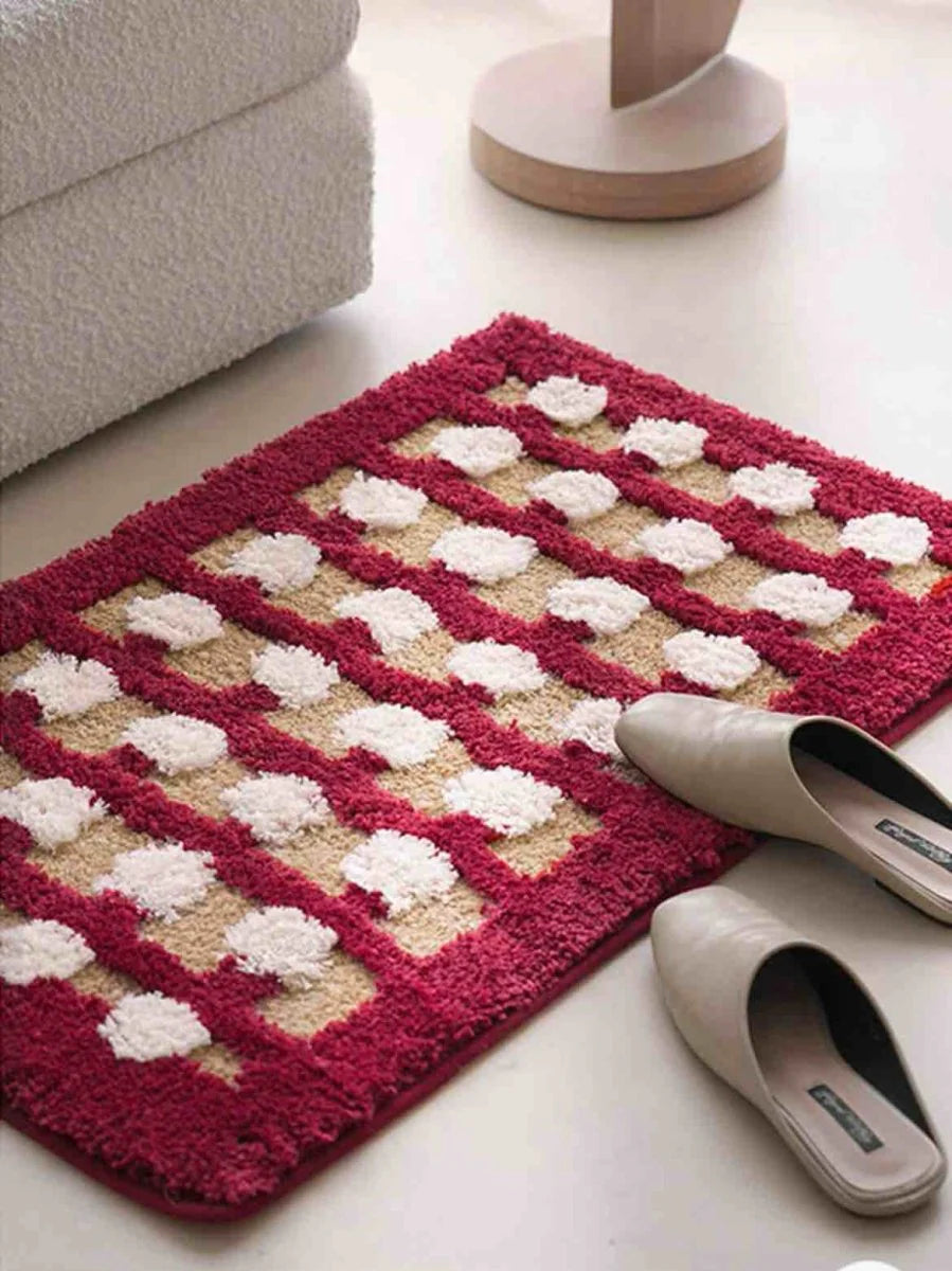 Retro Dotted Bath Rug, Ultra Soft, Absorbent & Anti-Slip