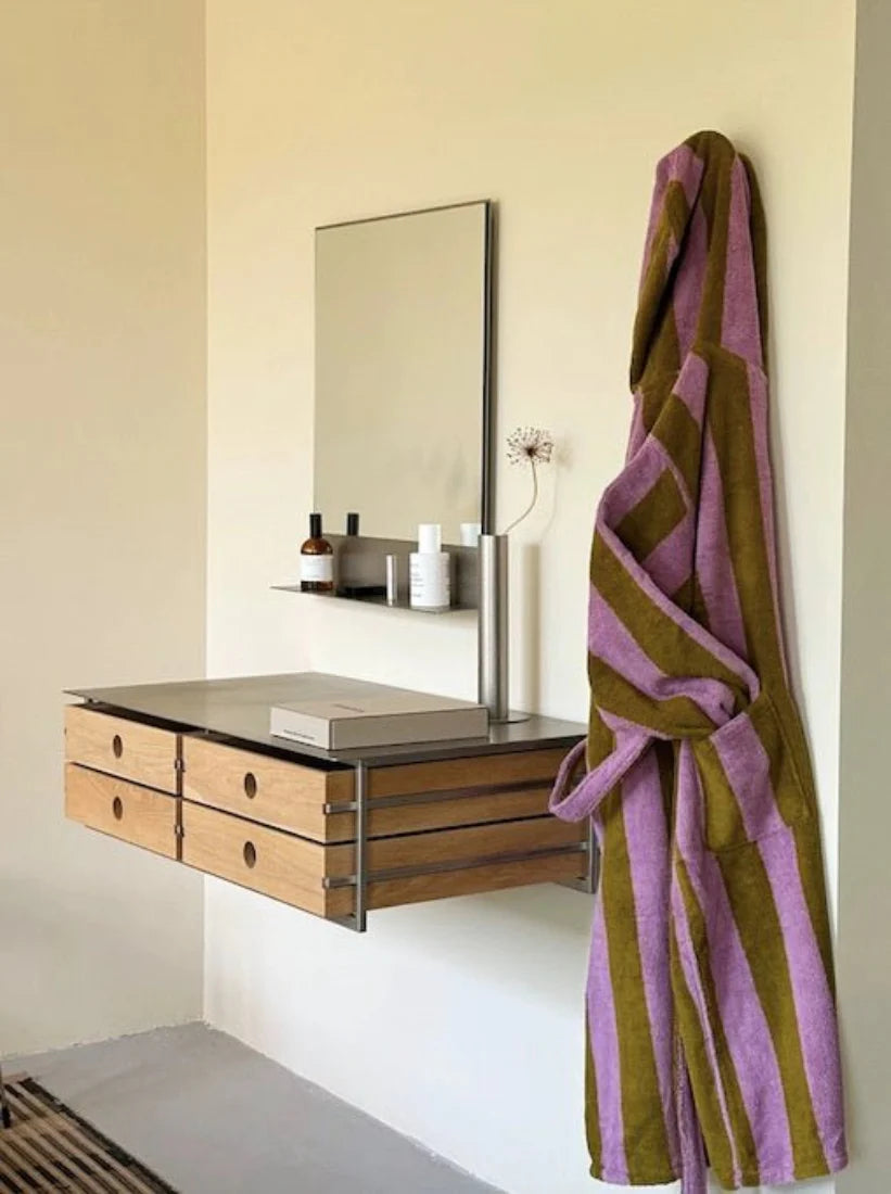 Ultra Soft Retro Whimsical Stripe Bath Robe - 100% Organic Long-Stapled Cotton