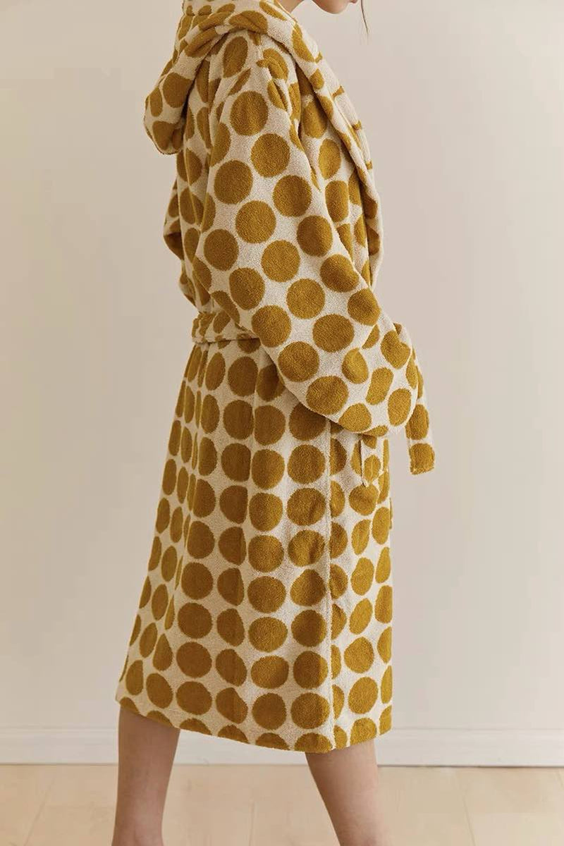 Whimsical Polka Dot Hooded Bath Robe - 100% Organic Long-Stapled Cotton