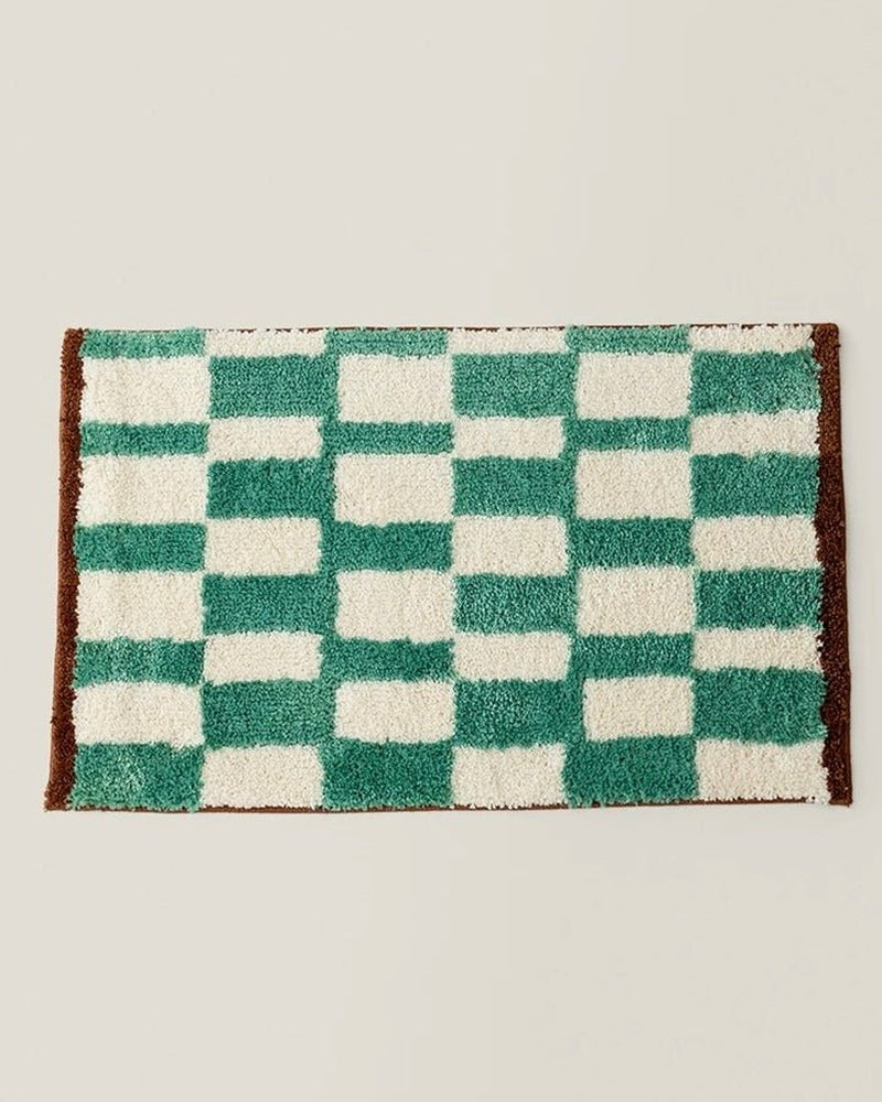 Ultra Soft Retro Checker Bath Rug, Absorbent, Anti-Slippery Mat