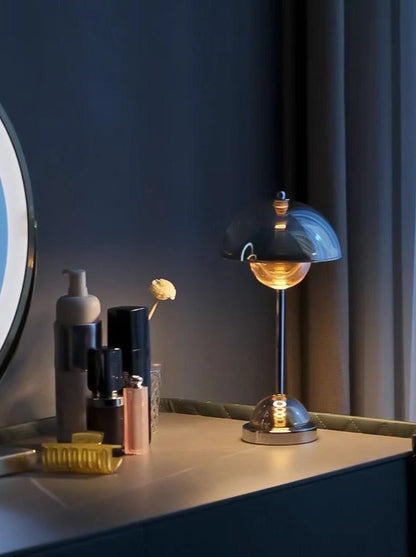Chrome Flowerpot Dimmable Table Lamp - Modern Nordic Portable Bedside Lamp
