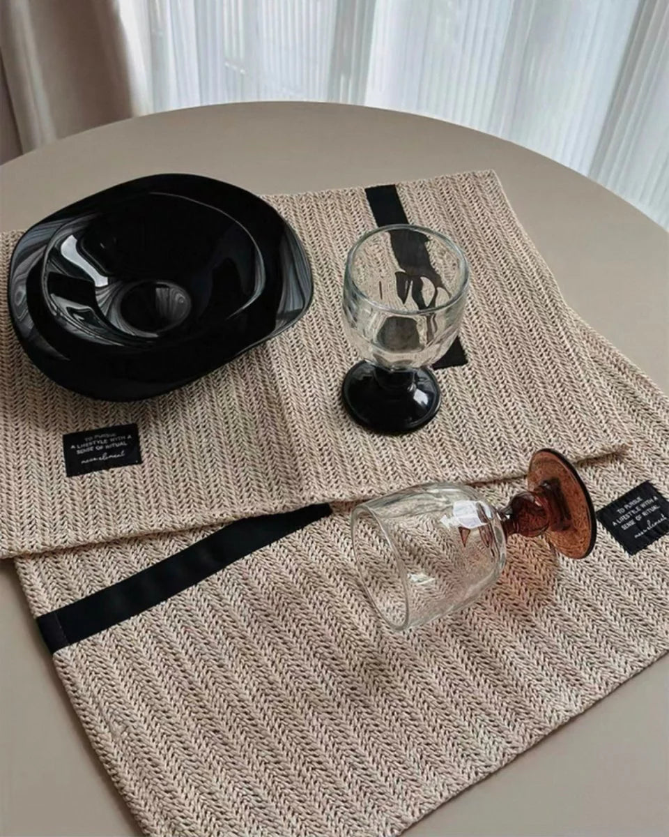 Handmade Retro Nordic Woven Reed Placemat for Elegant Table Setting