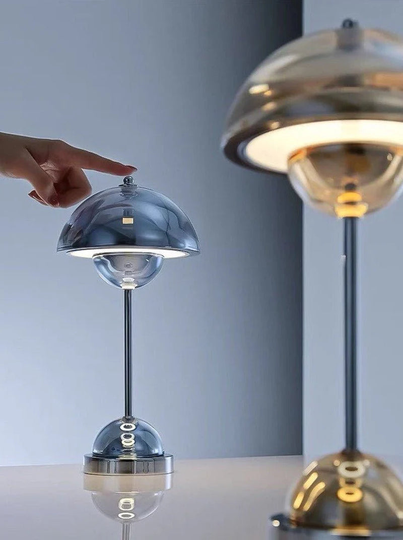 Chrome Flowerpot Dimmable Table Lamp - Modern Nordic Portable Bedside Lamp