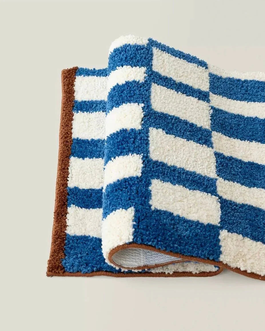 Ultra Soft Retro Checker Bath Rug, Absorbent, Anti-Slippery Mat