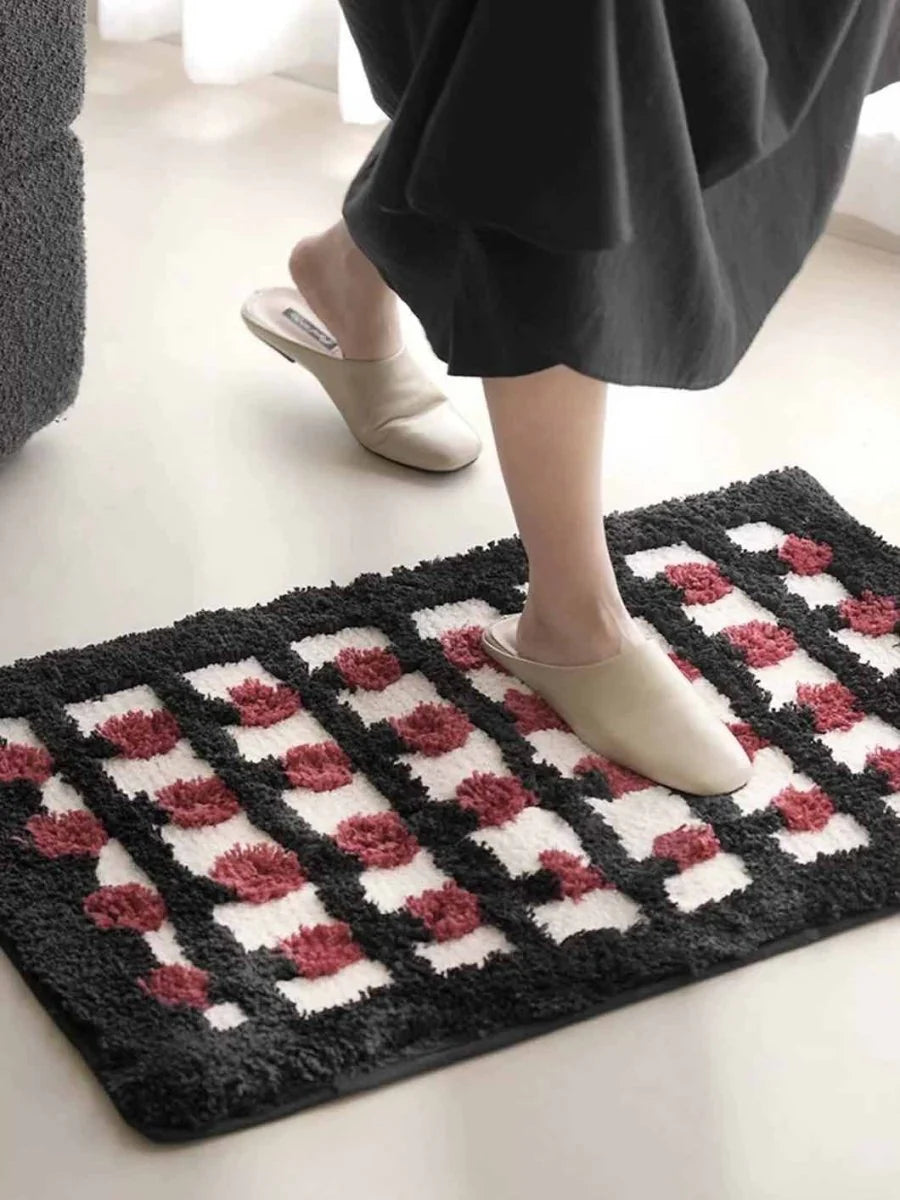 Retro Dotted Bath Rug, Ultra Soft, Absorbent & Anti-Slip