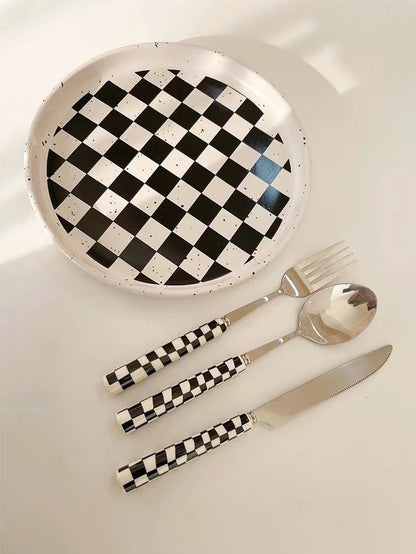 6 - Pack Modern Checkered Flatware Sets ( $4 / Count )