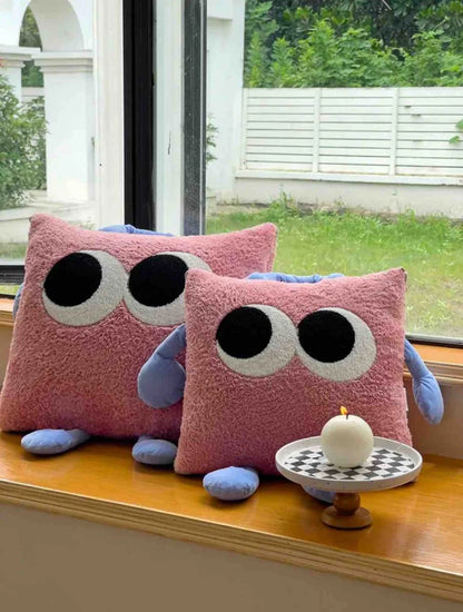 Big Eyes 2-In-1 Convertible Throw Pillow Blanket, Cute Whimsical Soft Cushion