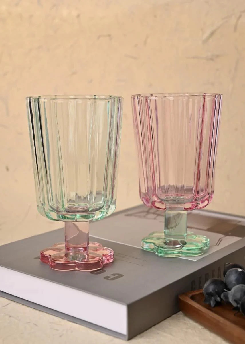 Hand Blown Petal Goblets - Cute Whimsical Colored Wine Glasses