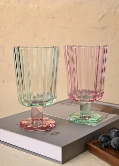Hand Blown Petal Goblets - Cute Whimsical Colored Wine Glasses