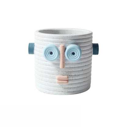 Dummy Robot Plant Flower Pot, Handmade Indoor / Outdoor Whimsical Ceramic Pots