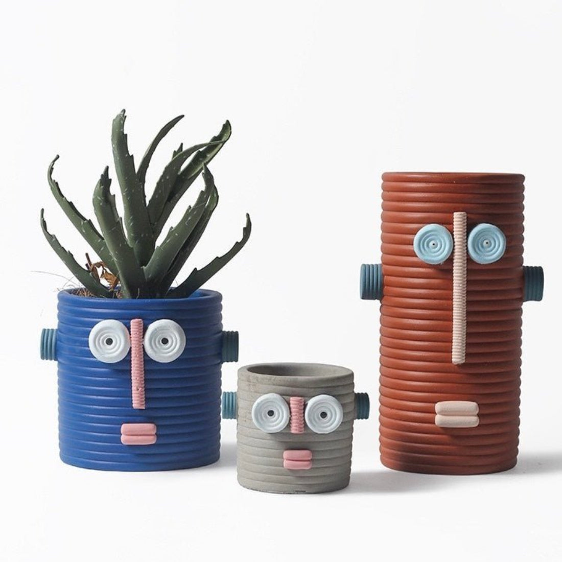 Dummy Robot Plant Flower Pot, Handmade Indoor / Outdoor Whimsical Ceramic Pots
