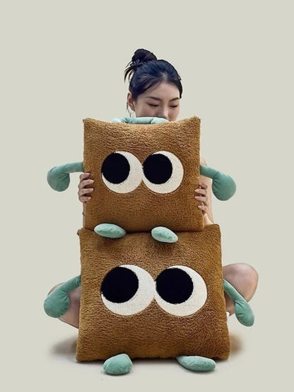 Big Eyes 2-In-1 Convertible Throw Pillow Blanket, Cute Whimsical Soft Cushion