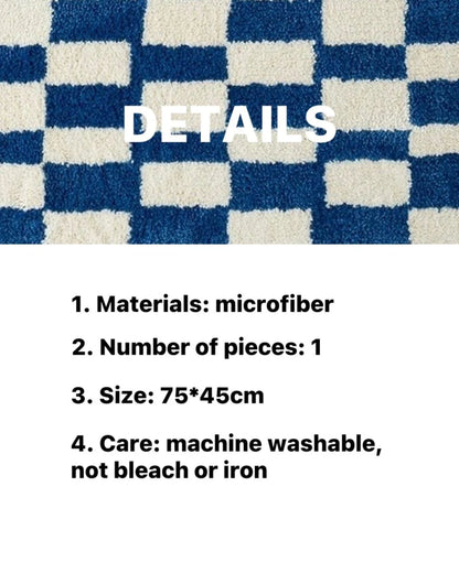 Ultra Soft Retro Checker Bath Rug, Absorbent, Anti-Slippery Mat