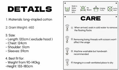 Ultra Soft Retro Whimsical Stripe Bath Robe - 100% Organic Long-Stapled Cotton