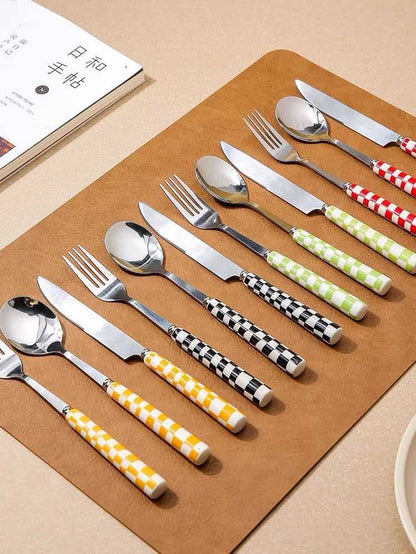 6 - Pack Modern Checkered Flatware Sets ( $4 / Count )