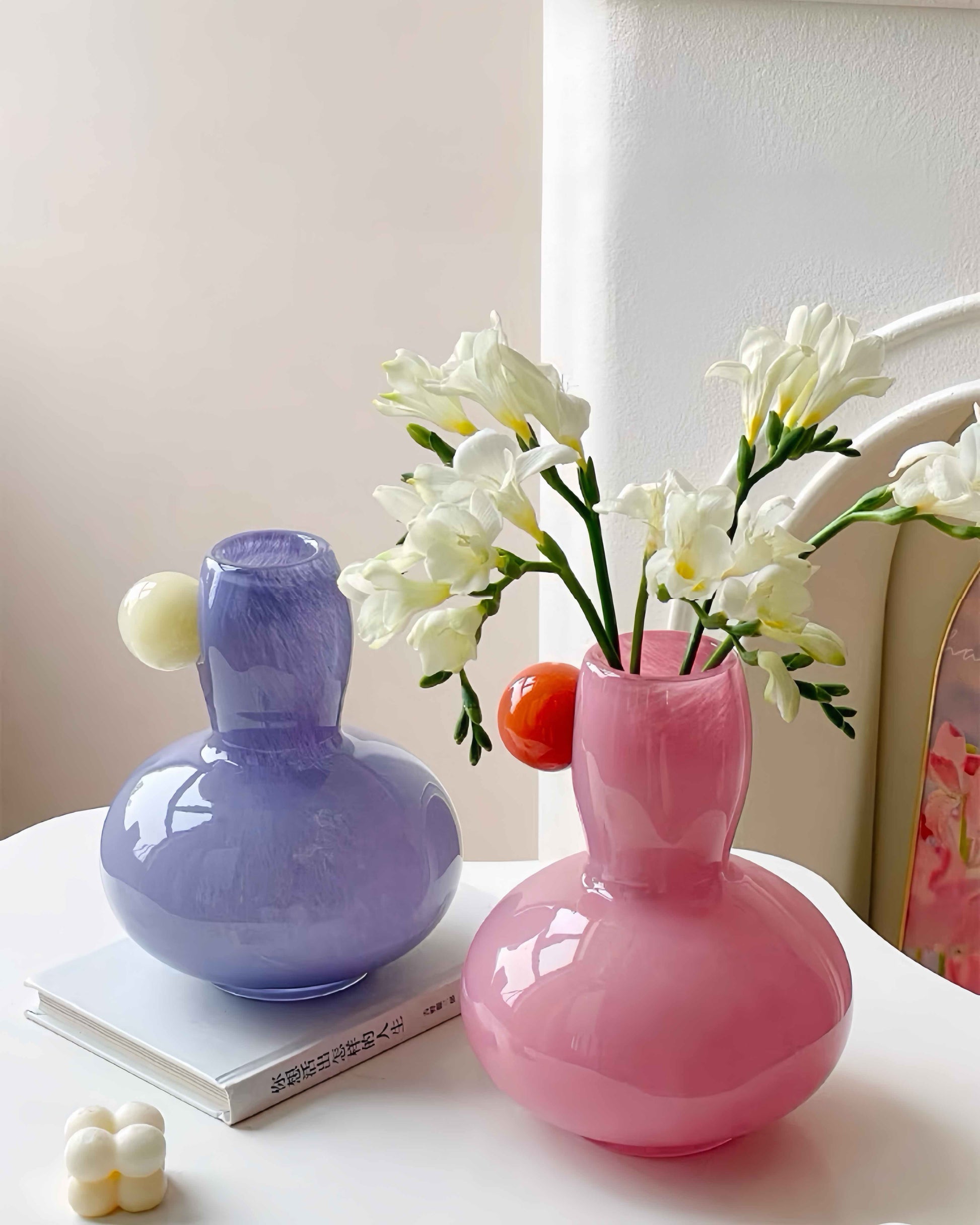 Jelly Bean Bud Vase - Whimsical Dopamine Centerpiece Vase for Gorgeous Tablescape