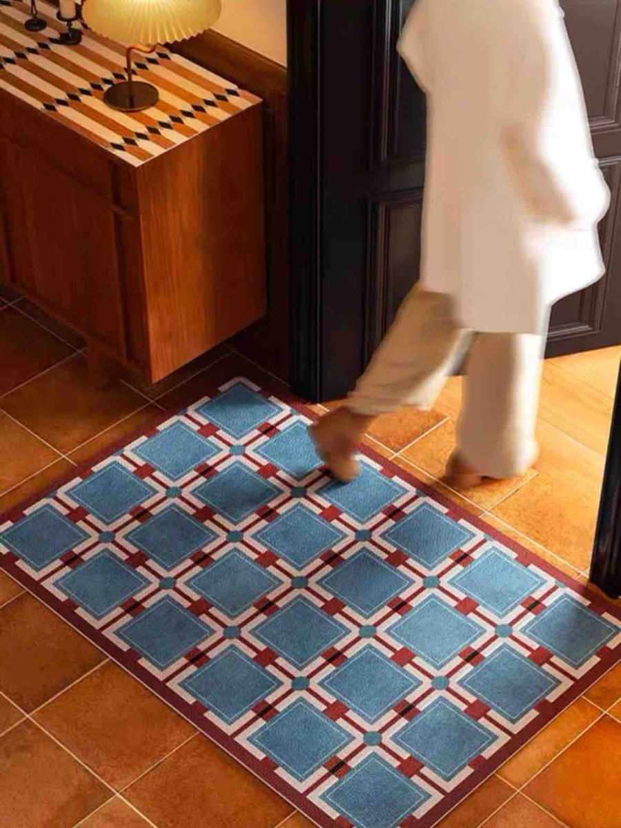 Retro Geometry Diatomite Bath Mat, Absorbent, Quick Drying & Anti-Slip