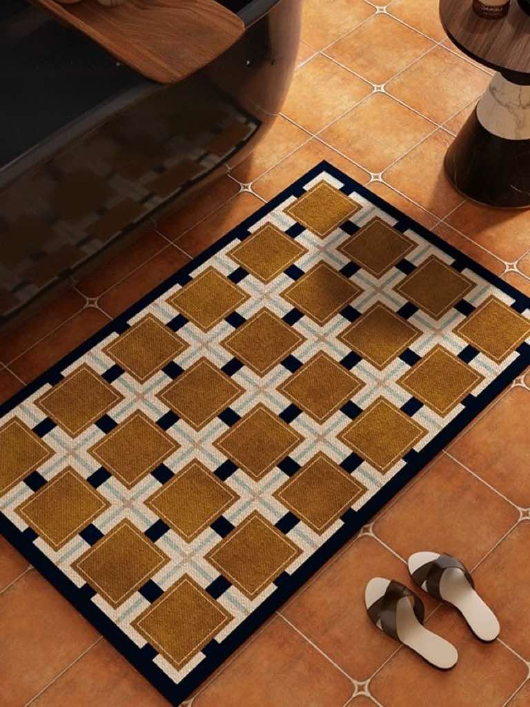 Retro Geometry Diatomite Bath Mat, Absorbent, Quick Drying & Anti-Slip