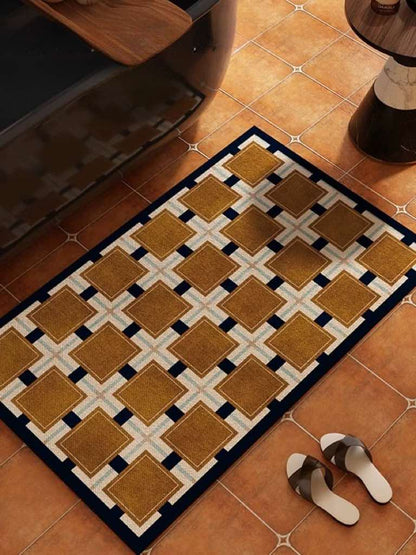 Retro Geometry Diatomite Bath Mat, Absorbent, Quick Drying & Anti-Slip