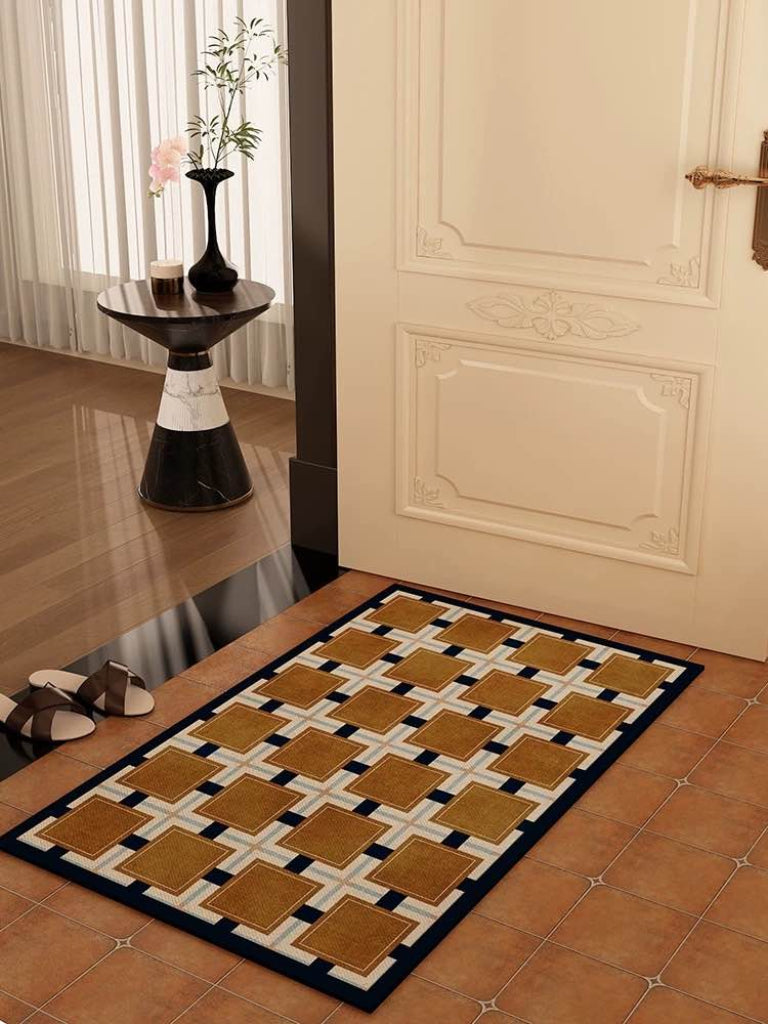 Retro Geometry Diatomite Bath Mat, Absorbent, Quick Drying & Anti-Slip