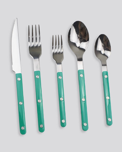 10 Pcs Modern French Rivet Cutlery Set - Bistrot Style Flatware Silverware